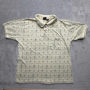 Falcon Bay Polo Shirt Mens XLT Beige Tropical Geometric Pocket Big & Tall Cotton